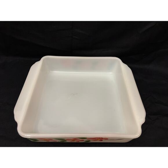 Anchor Hocking Fire King Peach Blossom Square Baking Dish Floral 8.5” x 8.5” - Picture 3 of 8